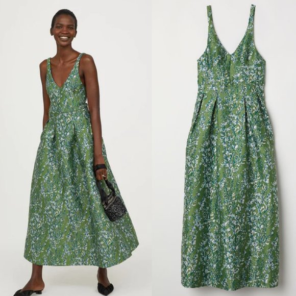 H&M Dresses & Skirts - H&M Conscious Collection Green Jacquard Patterned Dress 2 NWT